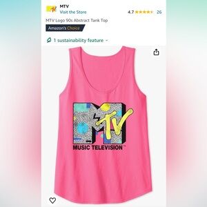 NWT Neon Pink MTV 90’s Logo Tank